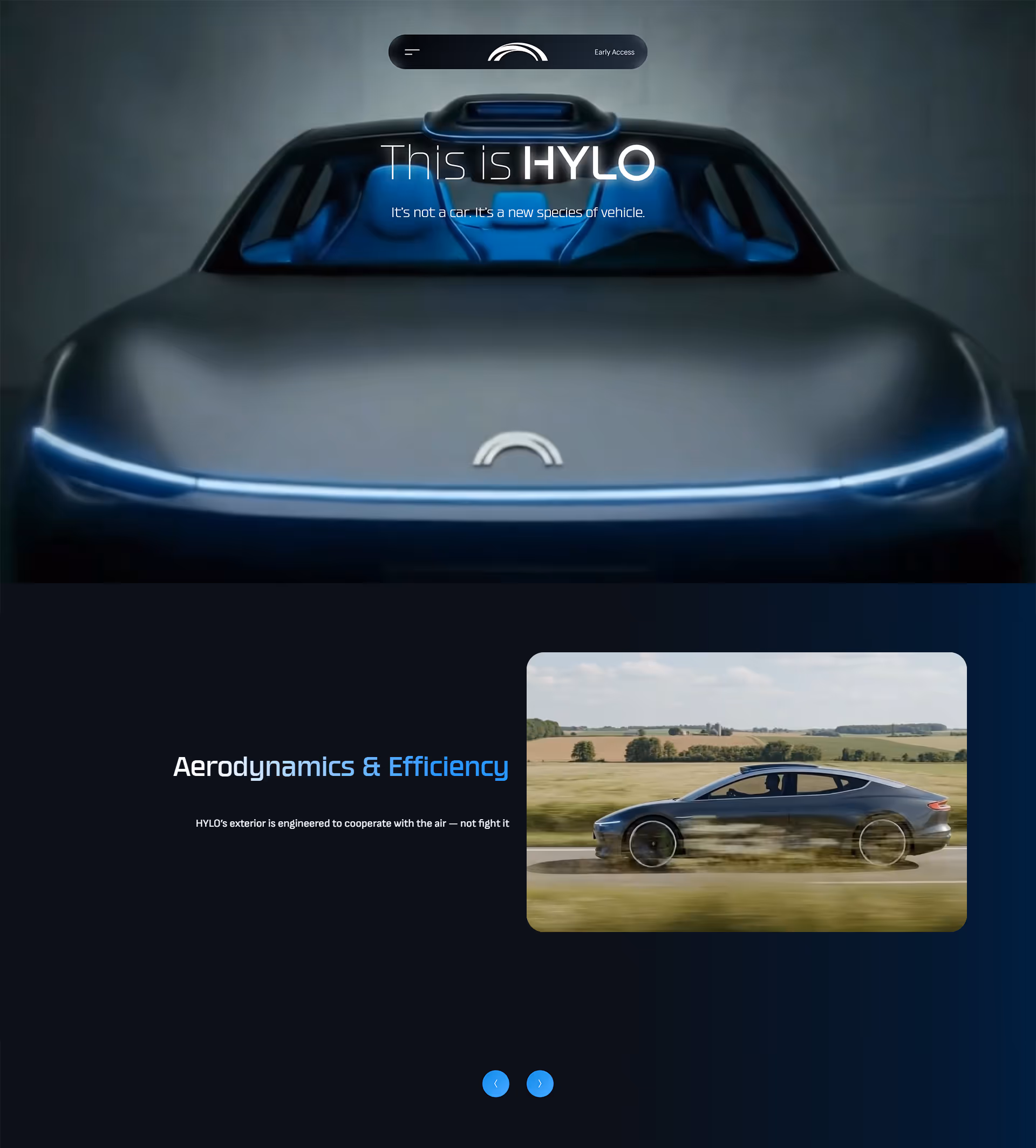 HYLO electric vehicle landing page